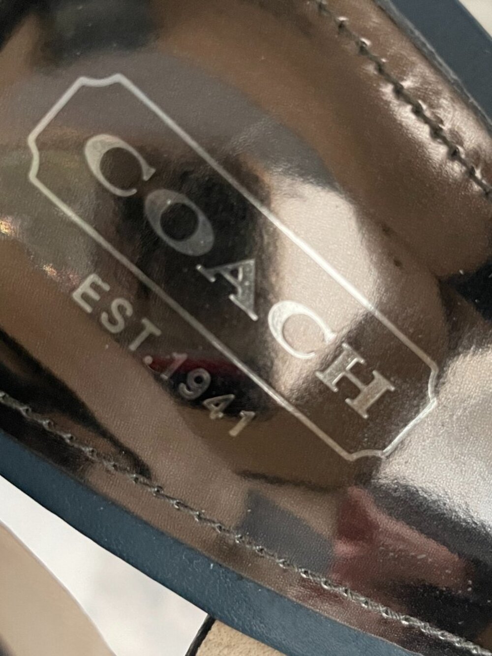 COACH CHARLA PLATFORM STRAPPY SANDAL BLUE VACHETTA LEATHER SIZE 7 PREOWN NO BOX - Picture 6 of 9